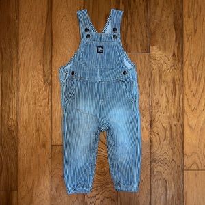 OshKosh Bgosh overall bib denim jeans baby 24 month cotton blue snaps‎ striped